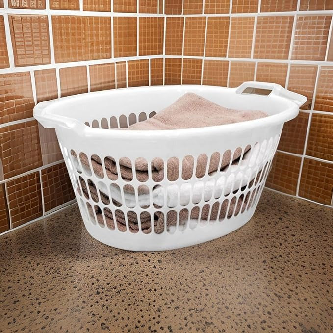 Homely 35L White Oval Laundry Basket